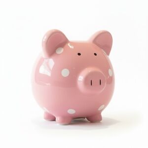 Adorable Pink Piggy Bank with White Dots